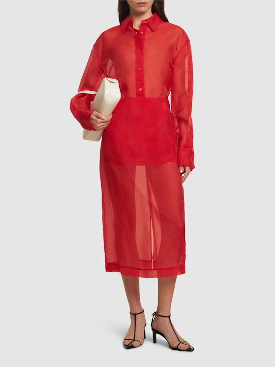 The Frankie Shop: Peri sheer silk blend midi skirt - women_1 | Luisa Via Roma