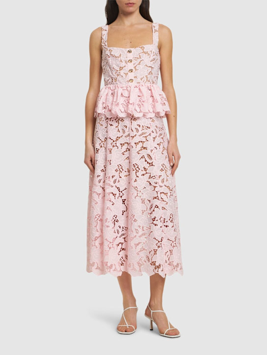 Self-portrait: Lace peplum midi dress - women_1 | Luisa Via Roma