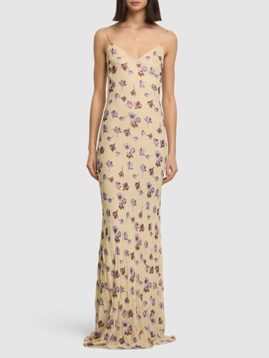 Self-portrait: Floral embellished viscose maxi dress - women_1 | Luisa Via Roma