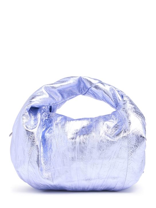 Dries Van Noten: Twist metallic leather top handle bag - Purple - women_0 | Luisa Via Roma