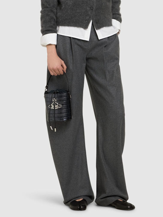 Vivienne Westwood: Daisy croc embossed drawstring bag - women_1 | Luisa Via Roma