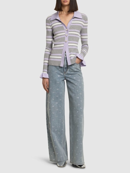 Self-portrait: Diamante embellished bow straight jeans - women_1 | Luisa Via Roma