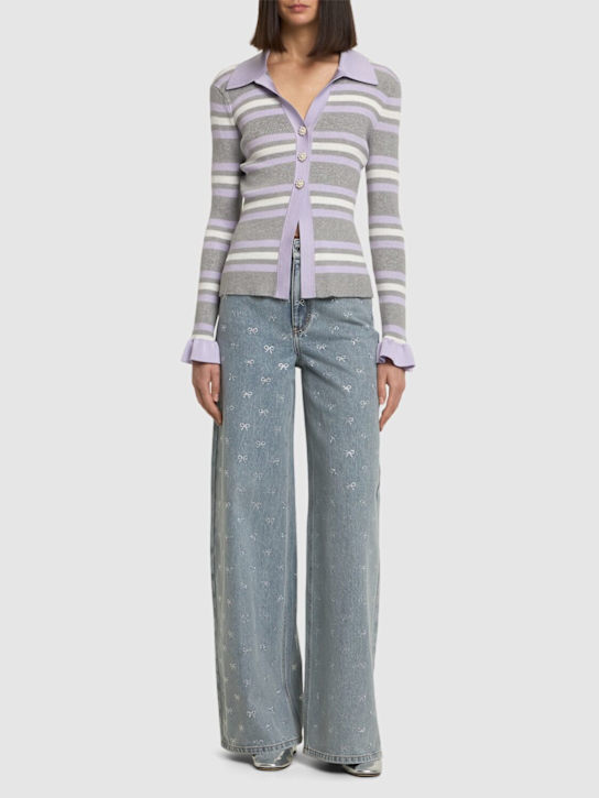 Self-portrait: Rib knit viscose blend top - women_1 | Luisa Via Roma