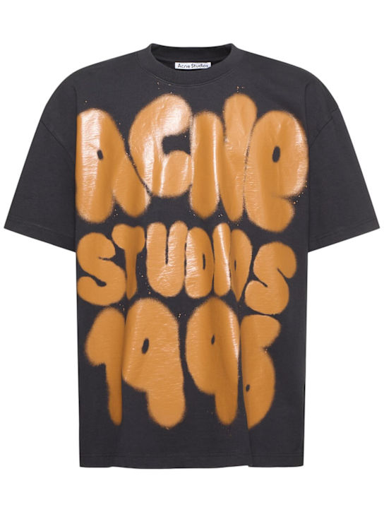 Acne Studios: Eresa Spray logo t-shirt - Black - men_0 | Luisa Via Roma