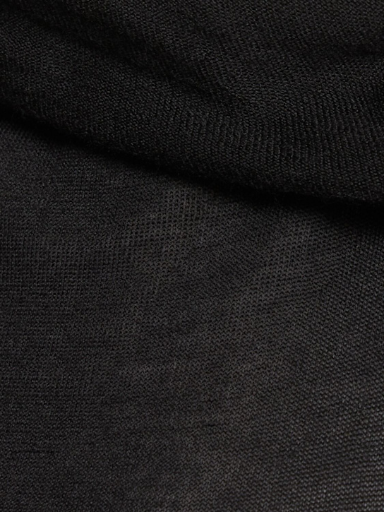 Rick Owens: Banded T light wool wrap neck dress - Black - women_4 | Luisa Via Roma