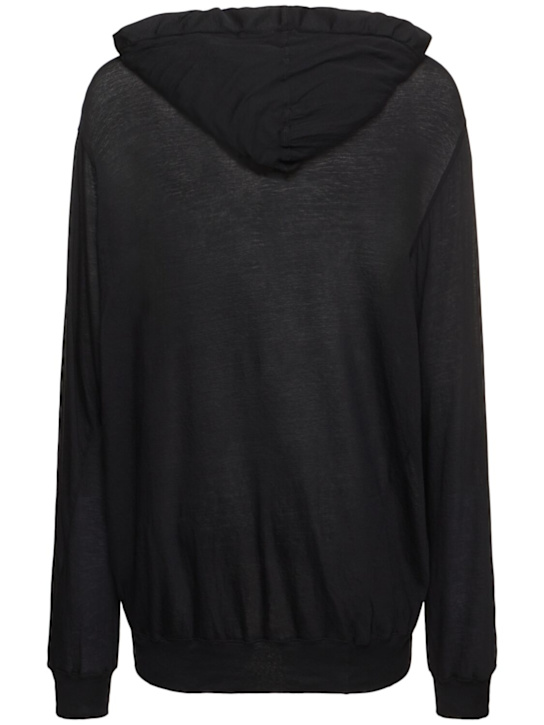Rick Owens: Oversize cotton hoodie - Black - men_3 | Luisa Via Roma