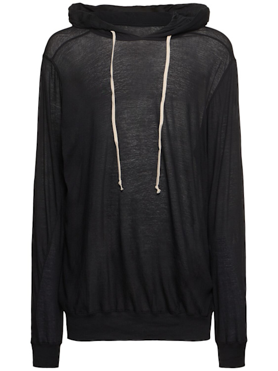 Rick Owens: Oversize cotton hoodie - Black - men_0 | Luisa Via Roma