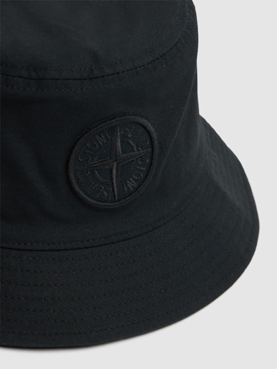 Stone Island: Logo cotton bucket hat - Black - men_2 | Luisa Via Roma