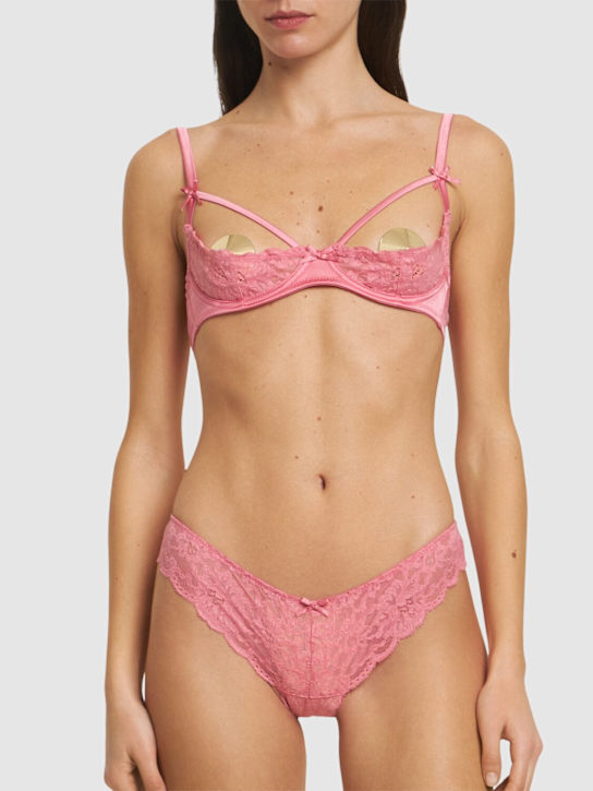 Fleur Du Mal: Charlotte peekaboo bra - Pink Cadillac - women_1 | Luisa Via Roma