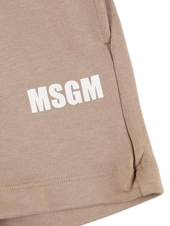 MSGM: Logo cotton sweat shorts - Beige - kids-boys_1 | Luisa Via Roma