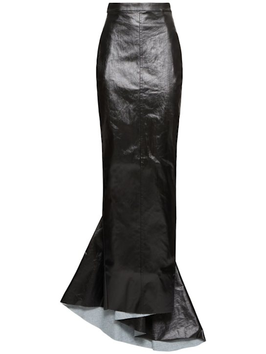 Rick Owens: Dirt Pillar coated stretch denim skirt - women_0 | Luisa Via Roma