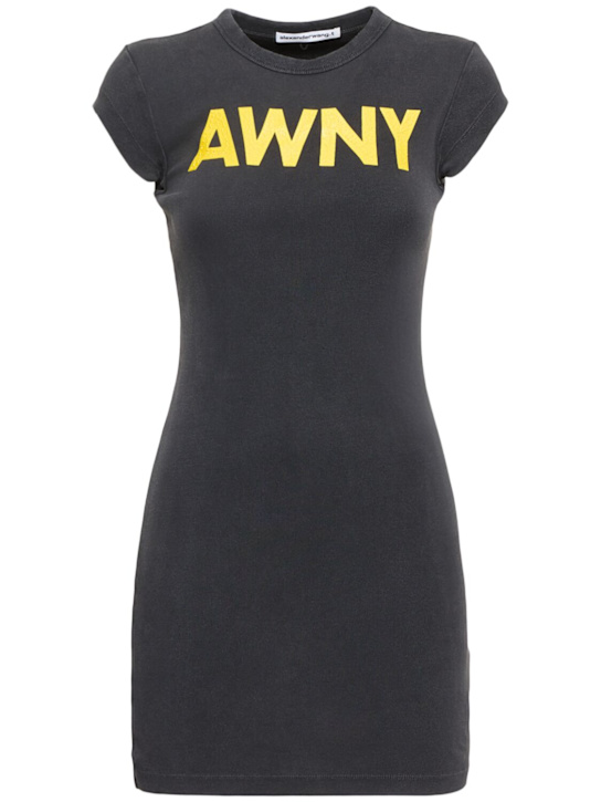 Graphic ribbed cotton mini dress - Thumbnail 1