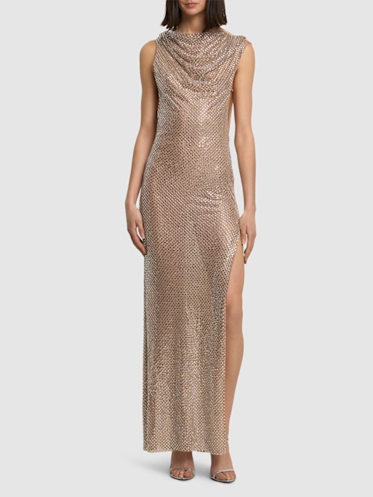 Self-portrait: Embellished drape maxi dress - women_1 | Luisa Via Roma