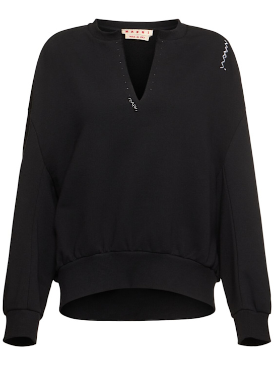 Marni: Brushed cotton sweatshirt - Black - women_0 | Luisa Via Roma