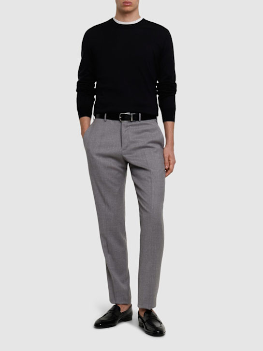 Brunello Cucinelli: Cotton crewneck sweater - Black - men_1 | Luisa Via Roma