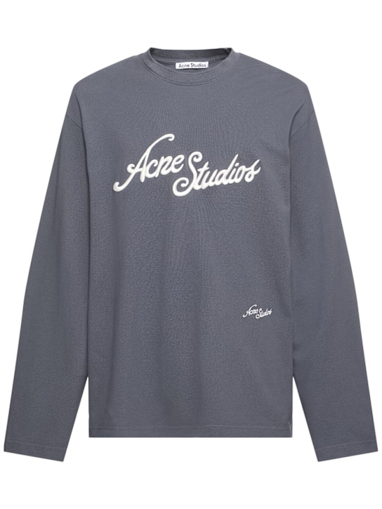 Acne Studios: Exford tourist logo l/s piqué t-shirt - men_0 | Luisa Via Roma