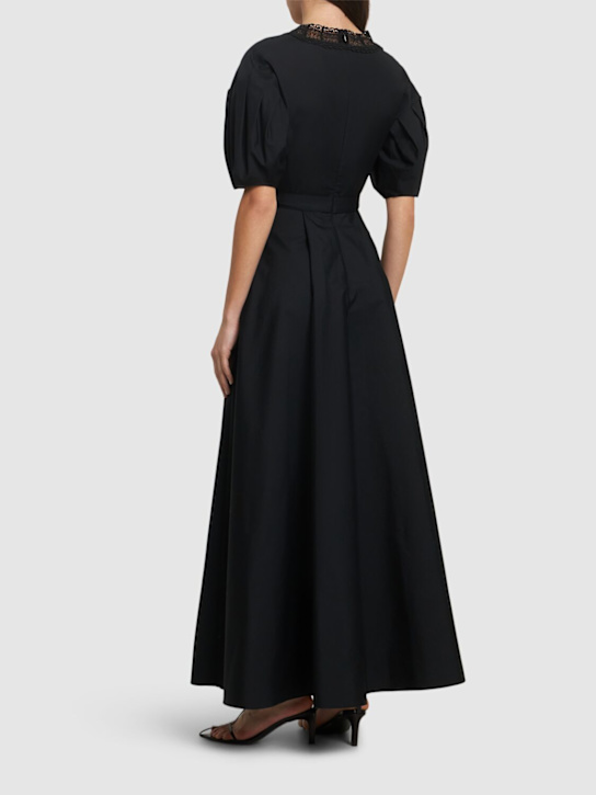 Giambattista Valli: 泡泡袖府绸长款连衣裙 - 黑色 - women_2 | Luisa Via Roma
