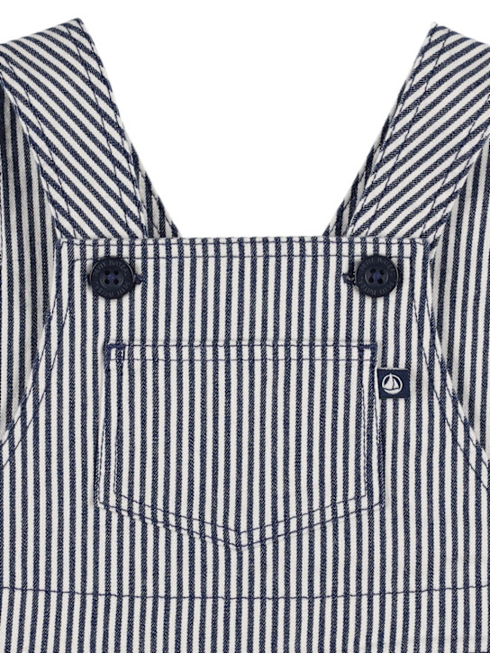Petit Bateau: Striped cotton blend twill overalls - kids-boys_1 | Luisa Via Roma