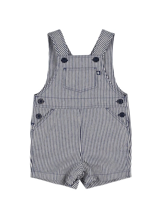 Petit Bateau: Striped cotton blend twill overalls - kids-boys_0 | Luisa Via Roma