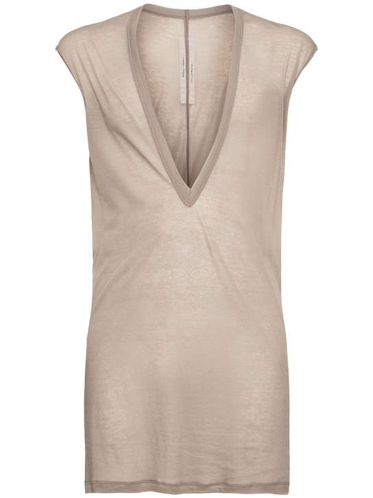 Rick Owens: Dylan V Neck cotton t-shirt - Dusat - men_0 | Luisa Via Roma