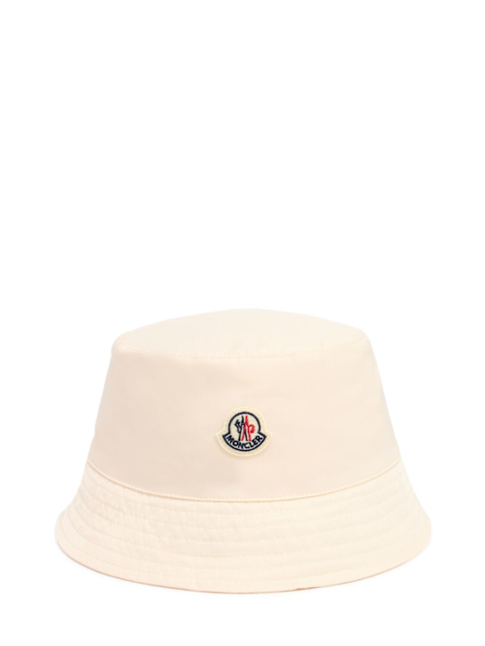 Moncler: Logo nylon bucket hat - Beige - kids-girls_0 | Luisa Via Roma