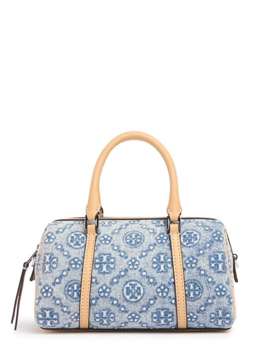 Tory Burch: Mini T Monogram denim barrel bag - women_0 | Luisa Via Roma