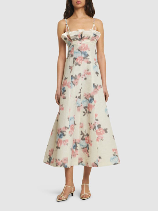 Floral taffeta long dress - Thumbnail 2