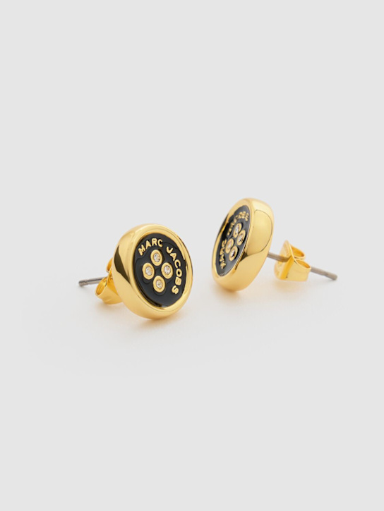 Marc Jacobs: Ohrringe „Button“ - Gold/Schwarz - women_2 | Luisa Via Roma