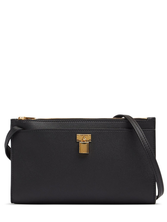 Tom Ford: Mini Padlock grain leather clutch - Black - women_0 | Luisa Via Roma