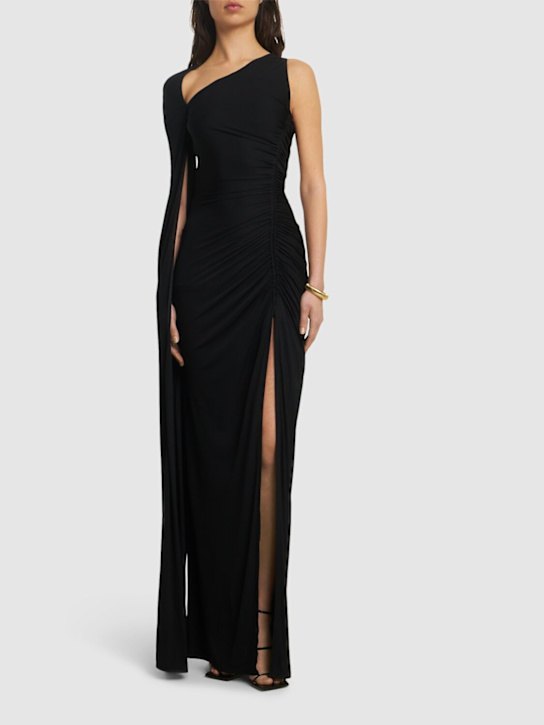 Del Core: Vestito lungo in jersey di viscosa drappeggiata - Nero - women_1 | Luisa Via Roma