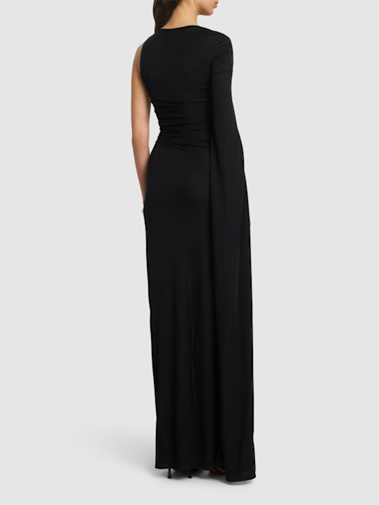 Del Core: Vestito lungo in jersey di viscosa drappeggiata - Nero - women_2 | Luisa Via Roma