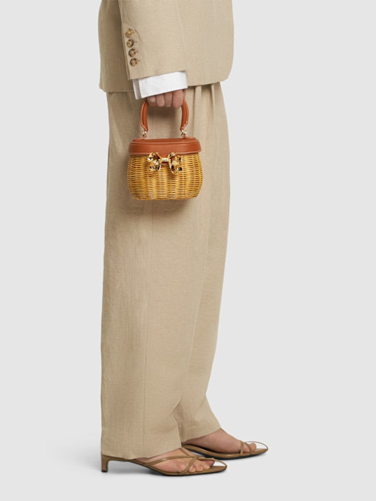Self-portrait: Bow rattan basket bag - women_1 | Luisa Via Roma