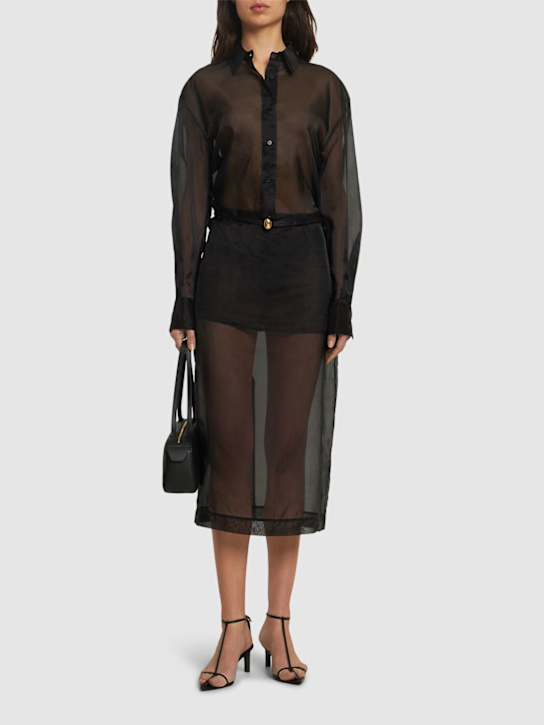 The Frankie Shop: Peri sheer silk blend midi skirt - women_1 | Luisa Via Roma