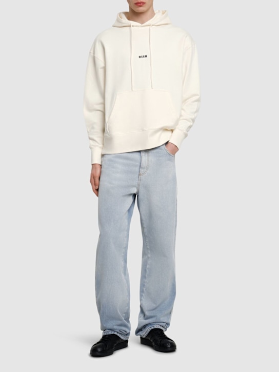 MSGM: Micro logo print French terry sweatshirt - men_1 | Luisa Via Roma