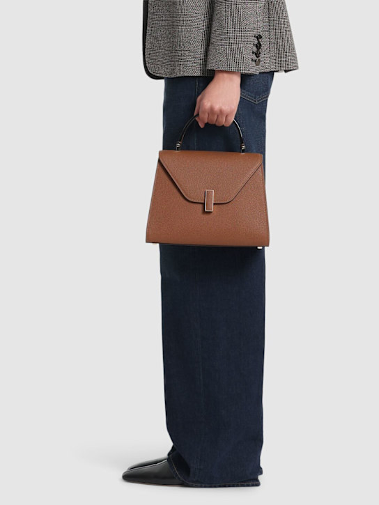 Valextra: Medium Iside soft grained leather bag - Cioccolato - women_1 | Luisa Via Roma
