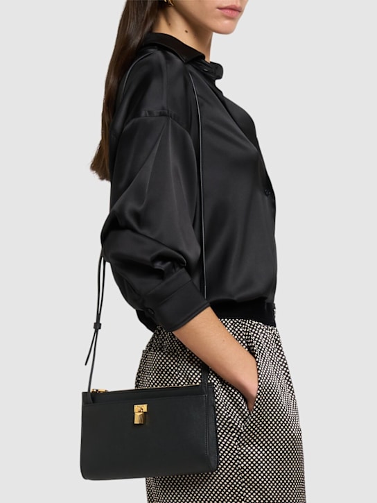 Tom Ford: Mini Padlock grain leather clutch - Black - women_1 | Luisa Via Roma