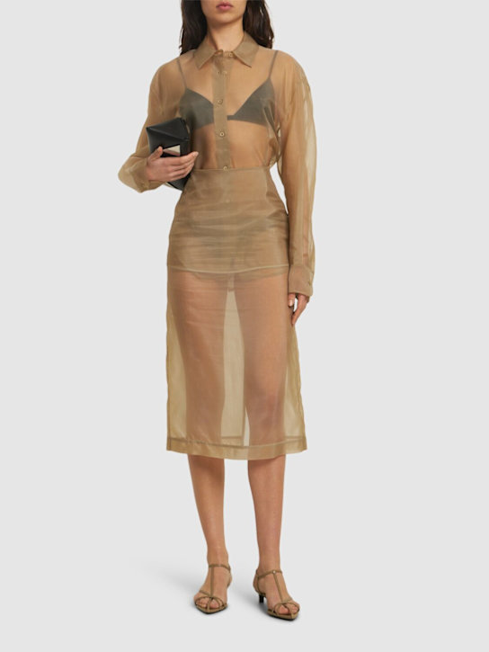 The Frankie Shop: Peri sheer silk blend shirt - women_1 | Luisa Via Roma