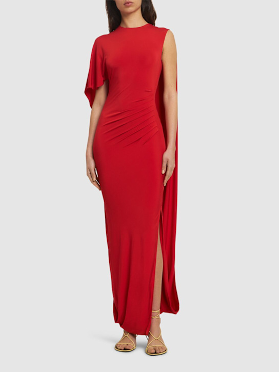 Stella McCartney: Asymmetric jersey cape gown - Red - women_1 | Luisa Via Roma