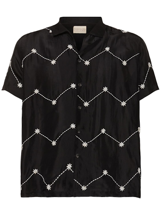 Harago: Beaded silk s/s shirt - men_0 | Luisa Via Roma