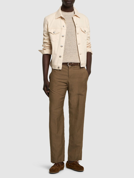Brunello Cucinelli: Cotton & linen short sleeve sweater - men_1 | Luisa Via Roma