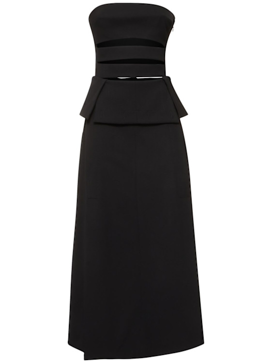 Proenza Schouler: Wool blend gabardine knit long dress - Black - women_0 | Luisa Via Roma