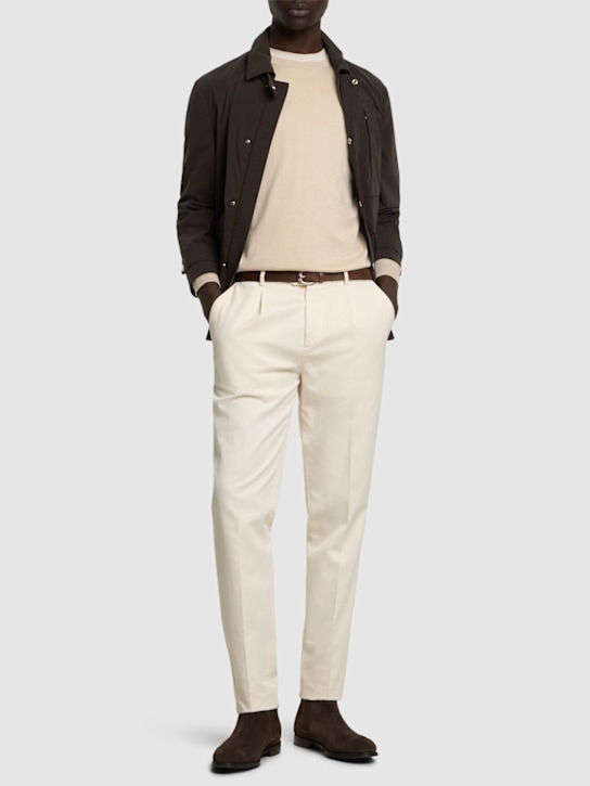 Lardini: Knit cotton crewneck sweater - Beige - men_1 | Luisa Via Roma