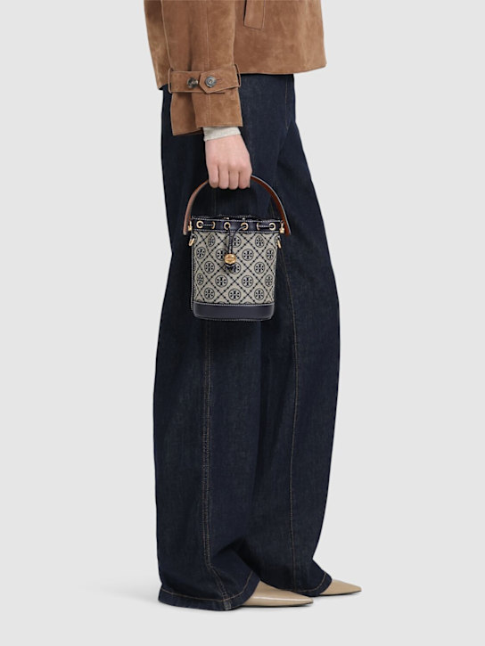 Tory Burch: Mini T Monogram jacquard bucket bag - women_1 | Luisa Via Roma