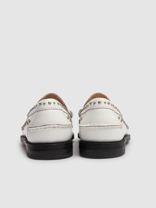 Sebago: Dan studded leather loafers - White/Silver - women_3 | Luisa Via Roma