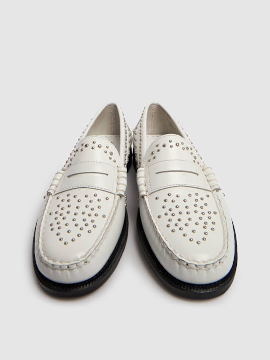 Sebago: Dan studded leather loafers - White/Silver - women_2 | Luisa Via Roma
