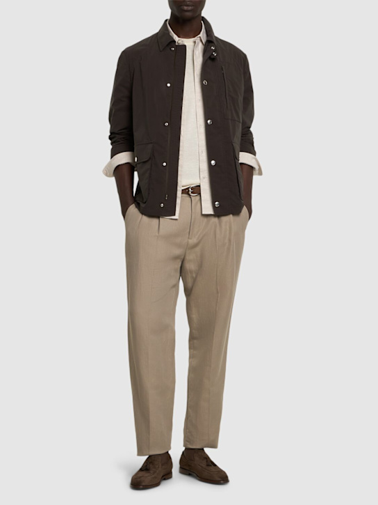 Brunello Cucinelli: Pantaloni in lino e cotone - Kaki - men_1 | Luisa Via Roma