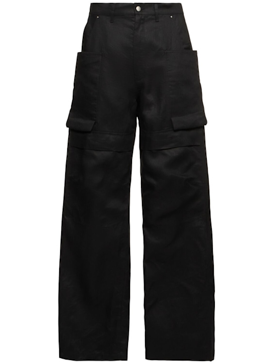 Rick Owens: Stefan cargo linen pants - Black - men_0 | Luisa Via Roma