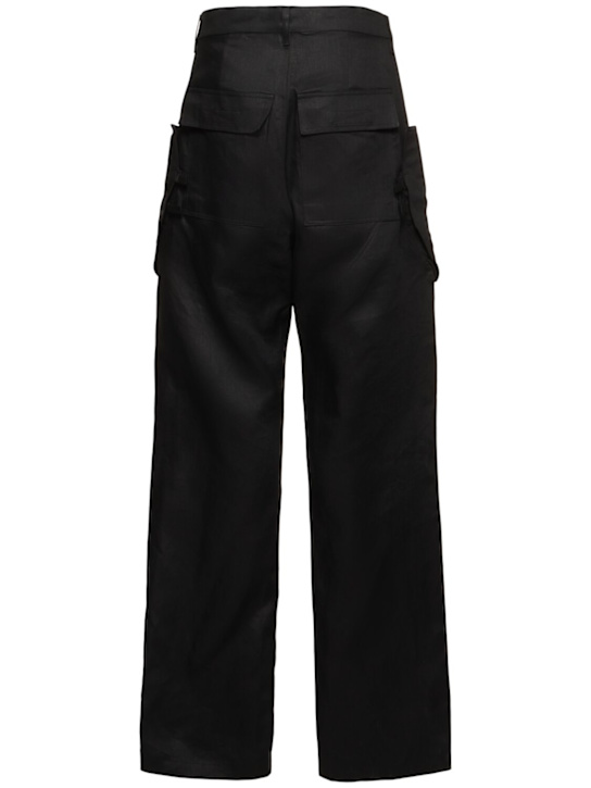 Rick Owens: Stefan cargo linen pants - Black - men_3 | Luisa Via Roma