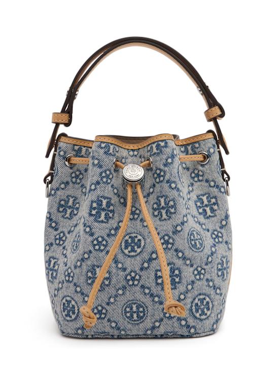 【Tory Burch】 MINI T MONOGRAM DENIM BUCKET BAG ◆国内発送◆ Tory Burch Mini T Monogram Denim Bucket Bag | Bloomingdale's