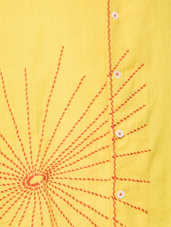 Harago: Firework embroidered cotton s/s shirt - Yellow - men_4 | Luisa Via Roma